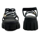 美脚見え！ゴールドパーツ × 華奢ストラップ 厚底トラックソールサンダル | Scramble | 詳細画像6 