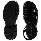 美脚見え！ゴールドパーツ × 華奢ストラップ 厚底トラックソールサンダル | Scramble | 詳細画像7 