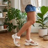 ホワイト | 存在感抜群！ゴールドチェーン × ボリューム厚底 スポーツサンダル | Scramble