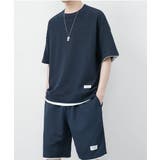 ネイビー | 【SETUP7】ワッフル半袖Tee ハーフパンツ セットアップ KNF008 | SETUP7【MEN】