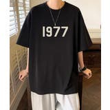 ブラック | 【SETUP7】1977 オーバーサイズロゴ入り半袖Tシャツ KNF037 | SETUP7【MEN】