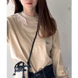 ベージュ | 【THE FOX】 basic Crew ls tee キツネワッペンTシャツ | SETUP7【WOMEN】