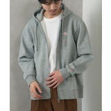 グレー | 【BALL】T/C裏起毛 ワッペン付きフルジップパーカー 64538 | SETUP7【MEN】