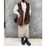 ブラウン | 繊細なプードルファーが魅力。【SETUP7】ポケット付きファーベスト | SETUP7【WOMEN】