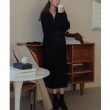 ブラック | 【SETUP7】ハーフジップハイネックニットワンピース SCCH266 | SETUP7【WOMEN】