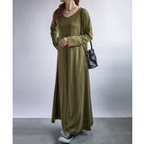 カーキ | 【SETUP7】Vネックフレアワンピース SCCH329 | SETUP7【WOMEN】