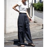 スリット入りサテンカーゴパンツ パラシュートパンツ ジョガーパンツ | SETUP7【WOMEN】 | 詳細画像14 