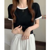 ブラック | 【SETUP7】ベーシックリンガーTシャツ KNF012 | SETUP7【WOMEN】