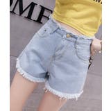 サックスブルー | 【SETUP7】フリンジデニムショートパンツ KNF012 | SETUP7【WOMEN】