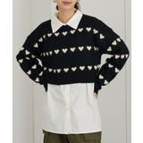 ブラック | 【MAISON BREEZE】ハート型JQニット クロップドPO | SETUP7【WOMEN】