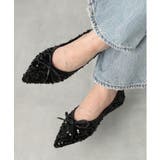 ブラック | 【SETUP7】ポインテッド リボンラメフラットミュール SCCH565 | SETUP7【WOMEN】