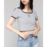 グレー | 【SETUP7】刺繍リボンバイカラー 半袖Tシャツ SCCH595 | SETUP7【WOMEN】