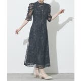 ブラック | 【metoi】カッティング風フリンジ刺繍ワンピースドレス | SETUP7【WOMEN】