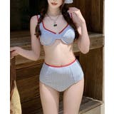 ネイビー | 【SETUP7】配色ストライプビキニ 水着 スイムウェア KNF132 | SETUP7【WOMEN】
