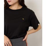 ブラック | 【ARNIE】9054542 天竺フェルト刺繍半袖Tシャツ | SETUP7【WOMEN】