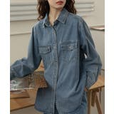 ブルー | ウォッシュ加工デニムシャツ KNF146 | SETUP7【WOMEN】