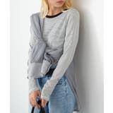 ブラック | 【SETUP7】ボーダー ランダムテレコ袖ボタン長袖Tシャツ GLR | SETUP7【WOMEN】