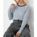 ネイビー | 【SETUP7】ボーダー ランダムテレコ袖ボタン長袖Tシャツ GLR | SETUP7【WOMEN】