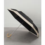 ブラック | 50cm パステルボーダー バンブーハンドル折りたたみ傘 | SETUP7【WOMEN】