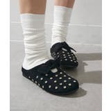 ブラック | 【SETUP7】リボンモチーフ スタッズサボサンダル KNF-TP | SETUP7【WOMEN】