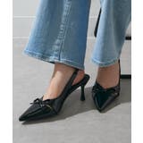 ブラック | 【SETUP7】エナメルリボン バックストラップパンプス KNF-TP | SETUP7【WOMEN】