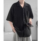 ブラック | 【SETUP7】ジャカード織りキューバシャツ ハーフスリーブ KNF | SETUP7【MEN】