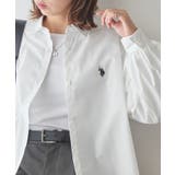 ホワイト | 【U.S. POLO ASSN.】ロイヤルピンオックス袖バルーンシャツ | SETUP7【WOMEN】