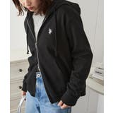 ブラック | 【U.S. POLO ASSN.】ワンポイントロゴ ダブルジップパーカー | SETUP7【WOMEN】