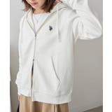 ホワイト | 【U.S. POLO ASSN.】ワンポイントロゴ ダブルジップパーカー | SETUP7【WOMEN】