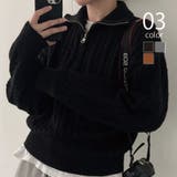 【SETUP7】ハーフジップ襟付きケーブルニットセーター KNF151 | SETUP7【WOMEN】 | 詳細画像1 