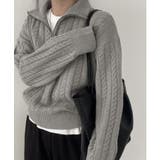 【SETUP7】ハーフジップ襟付きケーブルニットセーター KNF151 | SETUP7【WOMEN】 | 詳細画像2 