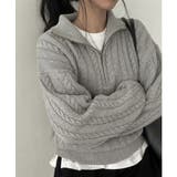 【SETUP7】ハーフジップ襟付きケーブルニットセーター KNF151 | SETUP7【WOMEN】 | 詳細画像3 