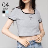 【SETUP7】刺繍リボンバイカラー 半袖Tシャツ SCCH595 | SETUP7【WOMEN】 | 詳細画像1 