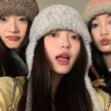 ライトグレー | グラデーションニットキャップ 韓国 ニット帽 イヤーマフラー 耳カバー 防寒 | sevens