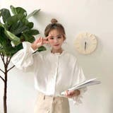 リブフリルブラウス カジュアル ガーリー シャツ レディース | sevens | 詳細画像2 