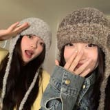 グラデーションニットキャップ 韓国 ニット帽 イヤーマフラー 耳カバー 防寒 | sevens | 詳細画像5