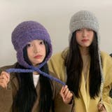 グラデーションニットキャップ 韓国 ニット帽 イヤーマフラー 耳カバー 防寒 | sevens | 詳細画像6