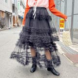 シースルーボリュームフリルスカート レイヤード ロングスカート | sevens | 詳細画像12