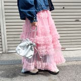 シースルーボリュームフリルスカート レイヤード ロングスカート | sevens | 詳細画像15