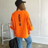 オレンジ | PLEASUREプリントラグランBIGルーズTシャツ 春 夏 | SHEENA 