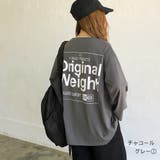 チャコールグレー1 | バックBIGロゴプリントルーズTシャツ ロンT 韓国 | SHEENA