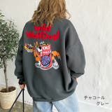 チャコールグレー | WolfDog刺しゅうルーズトレーナー 秋 冬 | SHEENA 