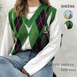 フロントアーガイルニットベスト 秋 冬 | SHEENA | 詳細画像1