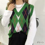 グリーン | フロントアーガイルニットベスト 秋 冬 | SHEENA