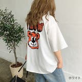 ホワイト | FLOWbearプリントルーズロンT Tシャツ 秋 | SHEENA 