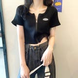 フロントZIPショート丈ニットトップス 春夏 韓国ファッション | SHEENA  | 詳細画像2 