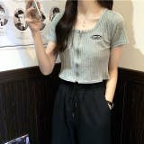 フロントZIPショート丈ニットトップス 春夏 韓国ファッション | SHEENA  | 詳細画像16 