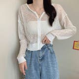 クロップド丈サマーニットシアーフーディー 春 夏 | SHEENA | 詳細画像2