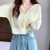 クロップド丈サマーニットシアーフーディー 春 夏 | SHEENA | 詳細画像16