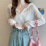 クロップド丈サマーニットシアーフーディー 春 夏 | SHEENA | 詳細画像4